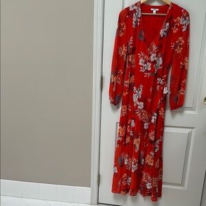 Floral Red Wrap Dress